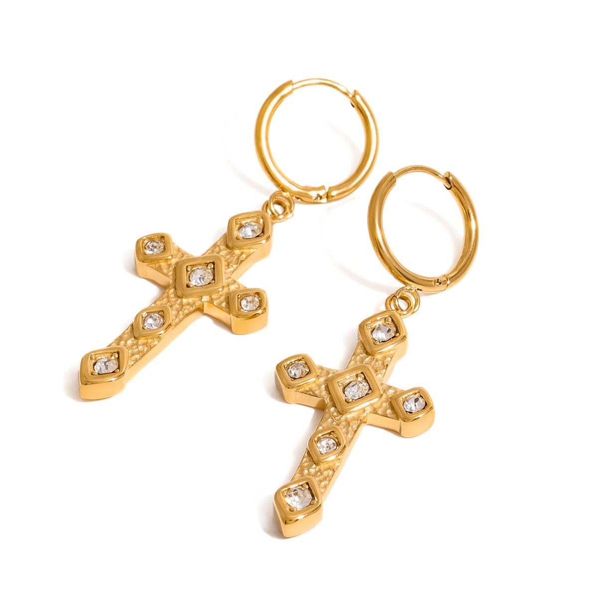 Crystal Cross Earrings